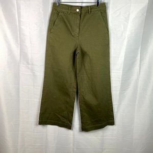 everlane women wide leg crop pants size 12 olive